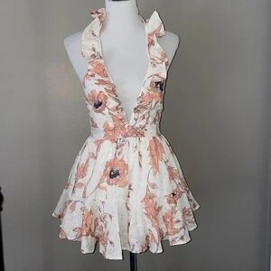 Angel Biba White and Tan Floral Woman's Romper Sz Med